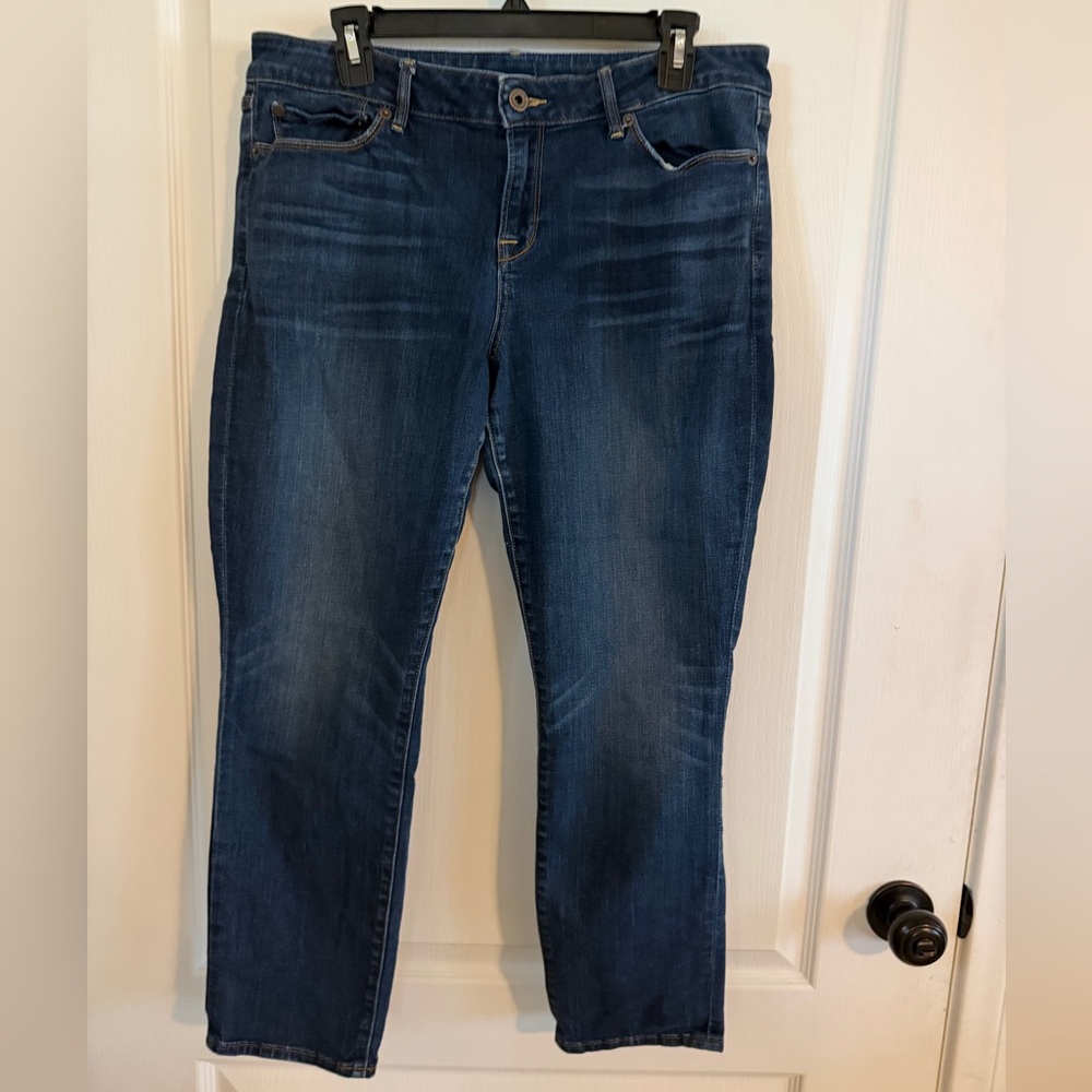 Lucky Brand Lolita Cropped Dark Blue Skinny Jeans Size 34” waist